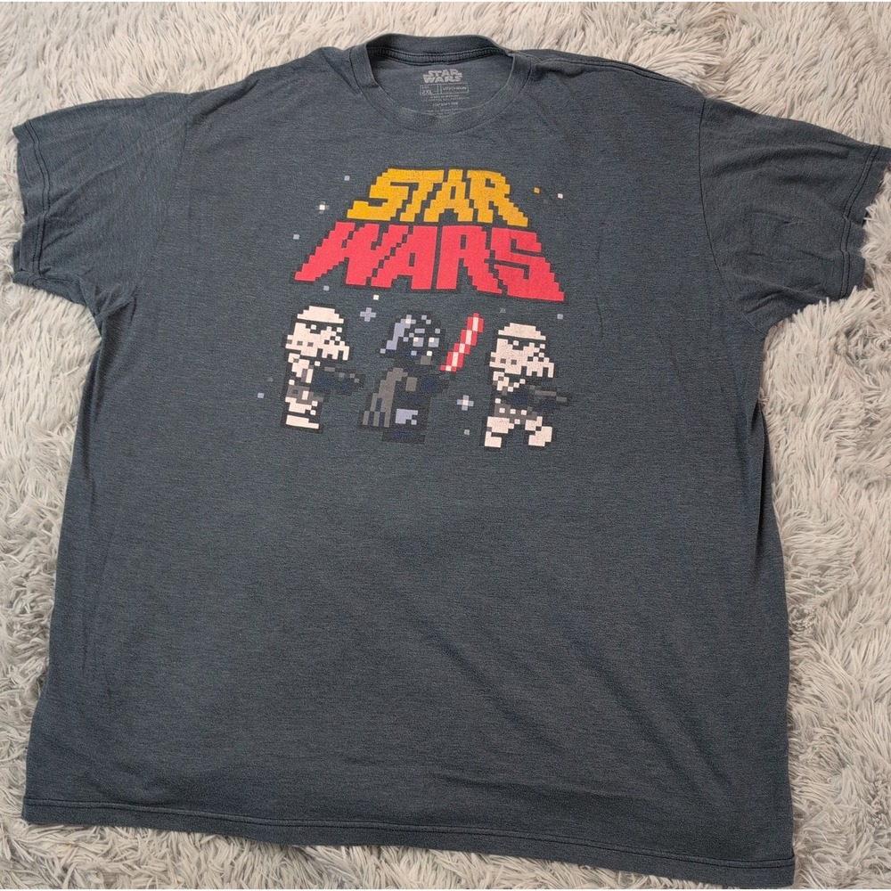 Star Wars Shirt Mens 2XL Gray Tee Top Athletic Active Graphic Soft Comfort